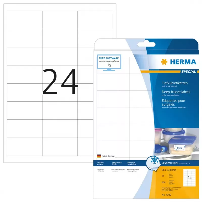 Isekleepuvad printerisildid HERMA sügavkülm 66x33,8 mm
