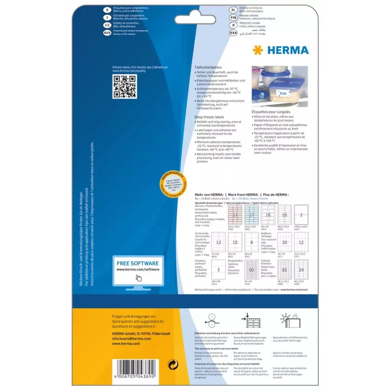 Isekleepuvad printerisildid HERMA sügavkülm 66x33,8 mm