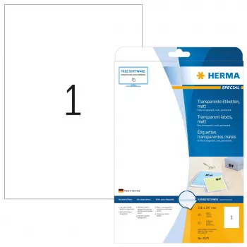 Isekleepuv printerisilt HERMA Labels läbipaistev matt A4 210x297 mm kile
