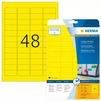 Isekleepuv printerisilt HERMA Coloured Labels A4 45,7x21,2 mm kollane
