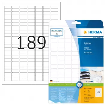 Isekleepuv printerisilt HERMA Labels Premium A4 25,4x10 mm 4725 tk