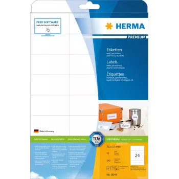 Isekleepuv printerisilt HERMA Labels Premium A4 70x37 mm