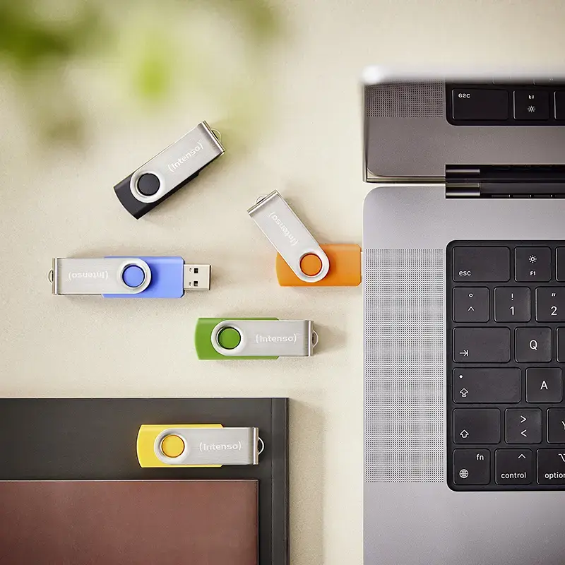 INTENSO Office Line USB-mälupulkade komplekt 5×64 GB, USB-A, USB 3.2 Gen 1, pöördmehhanismiga, mitmevärviline