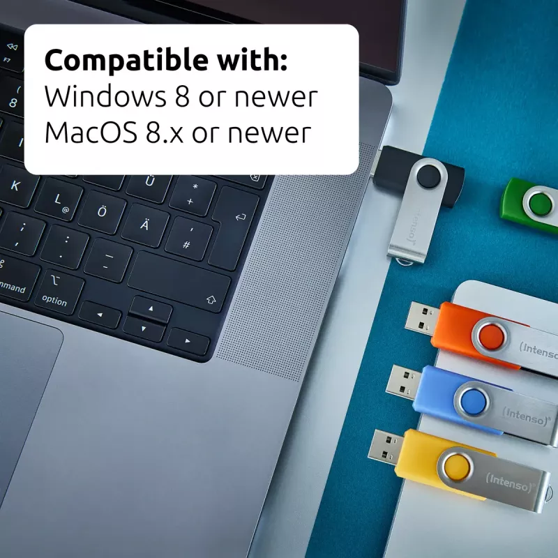 INTENSO Office Line USB-mälupulkade komplekt 5×64 GB, USB-A, USB 3.2 Gen 1, pöördmehhanismiga, mitmevärviline