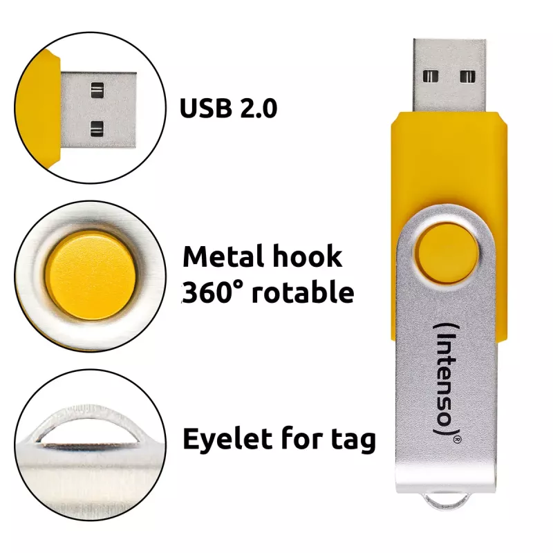 INTENSO Office Line USB-mälupulkade komplekt 5×64 GB, USB-A, USB 3.2 Gen 1, pöördmehhanismiga, mitmevärviline