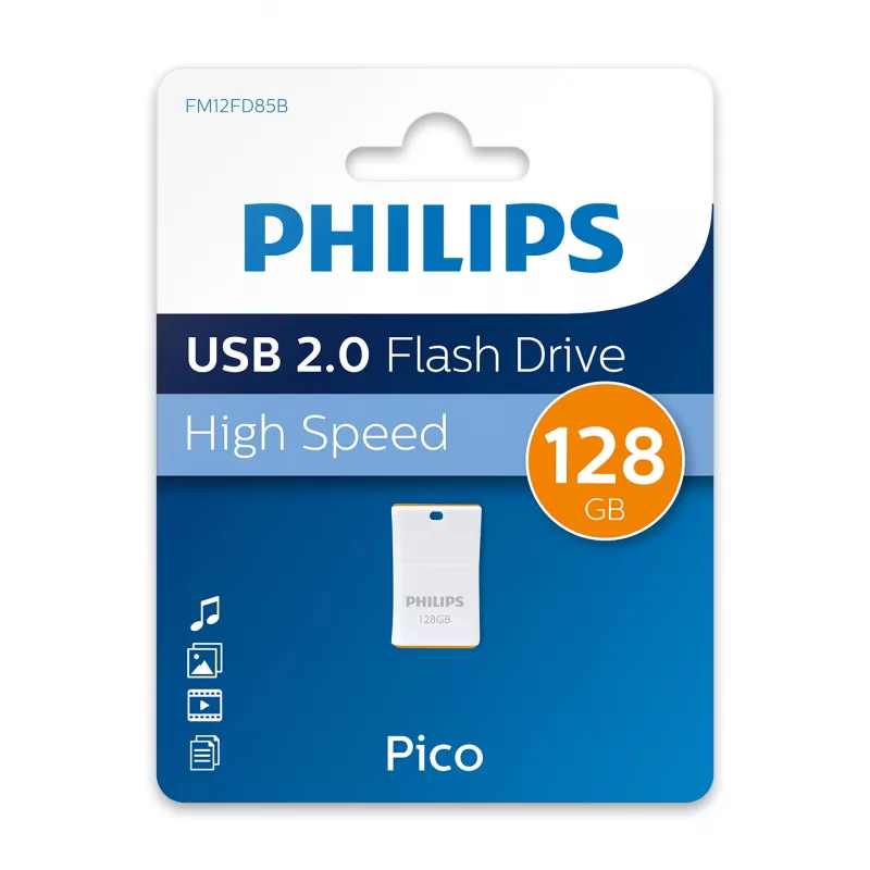 Philips Pico USB-mälupulk 128 GB USB Type-A 2.0 Oranž, Valge