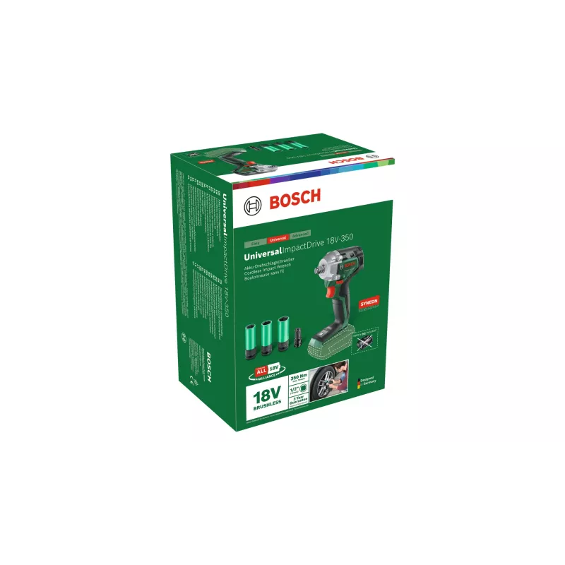 Bosch UniversalImpactDrive 18V-350 (bare tool + kuuskantadapter + 3 mutrit 17, 19, 21 mm)