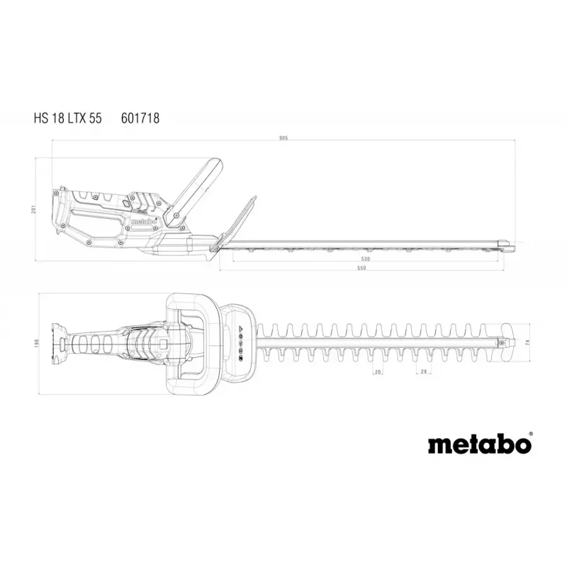 Metabo HS 18 LTX 55 topelttera 2,6 kg Aku 18 V liitium-ioon