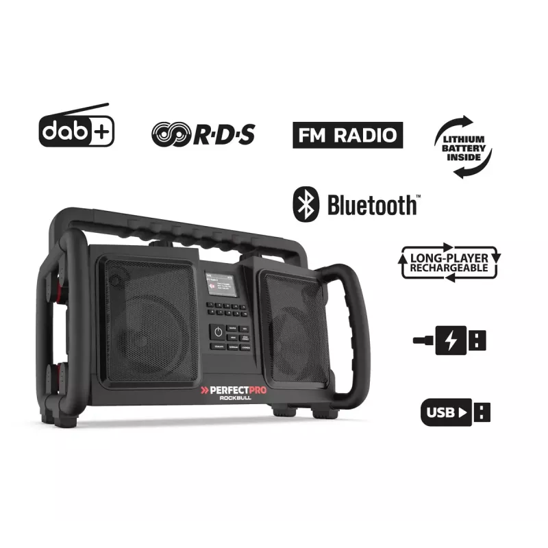 Kaasaskantav raadio Perfectpro ROCKBULL DAB+ FM 50W 20h aku