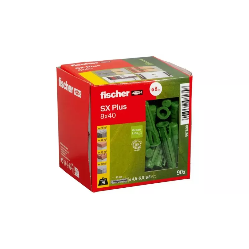 Laienev ankur Fischer 567809 40 mm 8 mm Roheline 90 tk