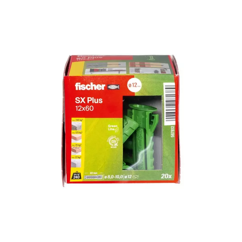 Laienemisankur Fischer 567812 60 mm Roheline 20 tk