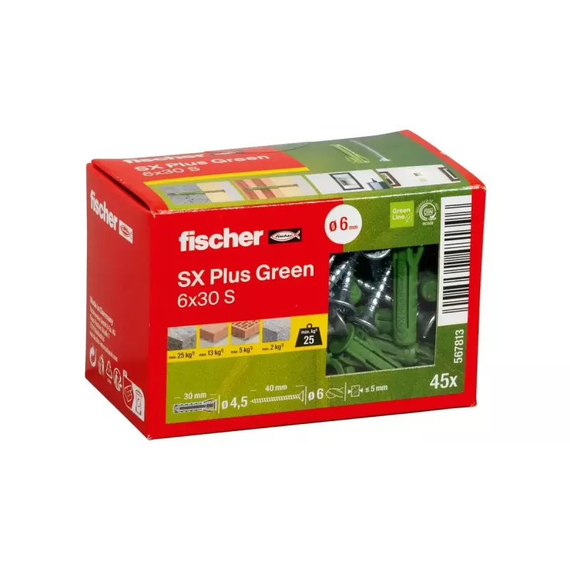 Kruvi- ja tüüblikomplekt Fischer 567813 45 tk roheline