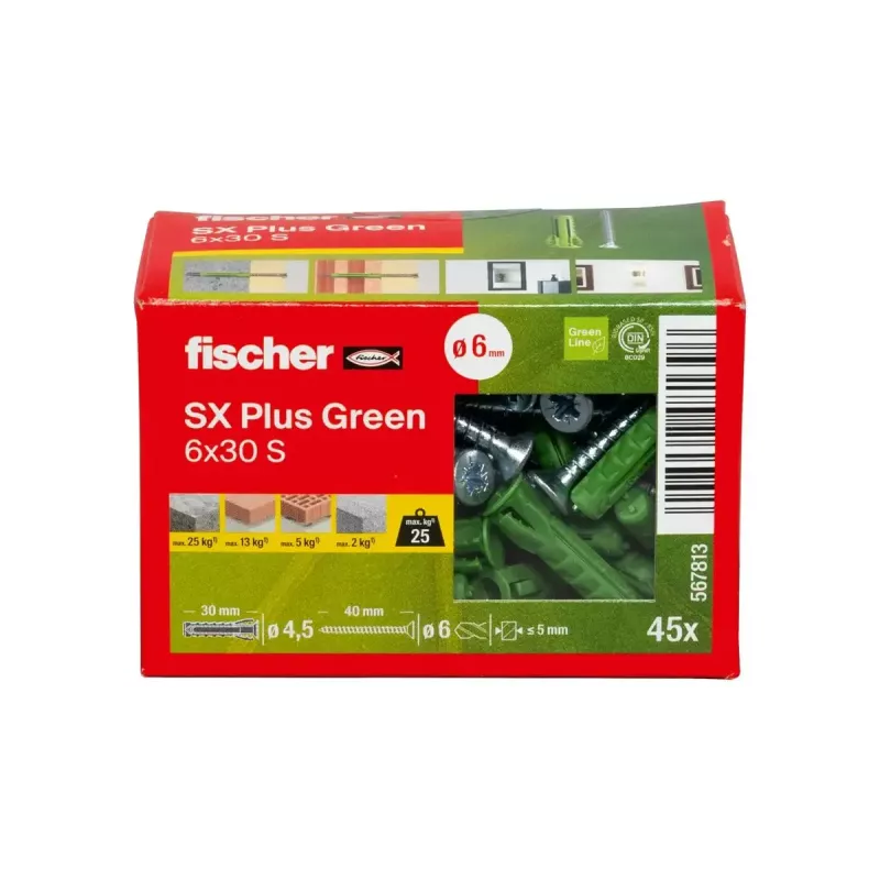 Kruvi- ja tüüblikomplekt Fischer 567813 45 tk roheline