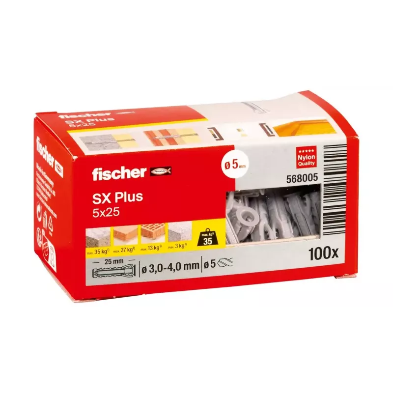Laienev tüübel Fischer 568005 5 mm 25 mm nailon 100 tk