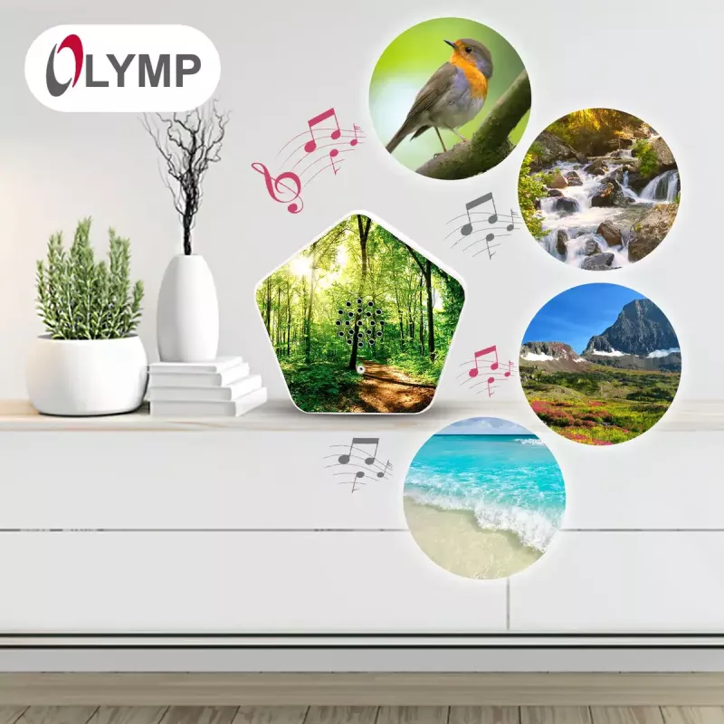 Helimasin Olympia Sounds of Nature, valge, kompaktsed mõõtmed 135×30×130 mm