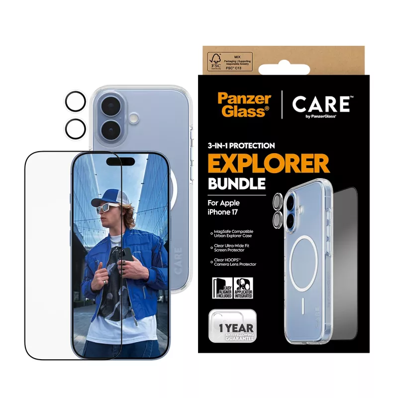 PanzerGlass CARE 3-in-1 Flagship Explorer Bundle iPhone 17, kriimustus- ja põrutuskindel