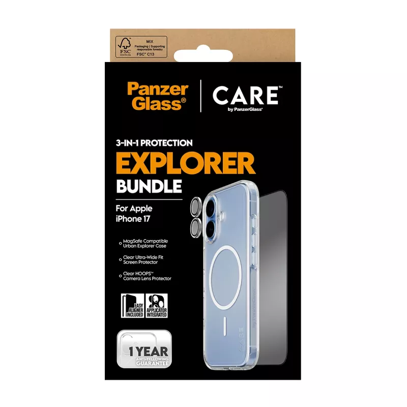 PanzerGlass CARE 3-in-1 Flagship Explorer Bundle iPhone 17, kriimustus- ja põrutuskindel