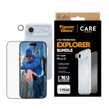 Ekraanikaitsekomplekt PanzerGlass 3‑in‑1 Explorer Set CR66372 iPhone 17 Air jaoks (karastatud klaas, kaamerakaitse, puhastusvahendid)
