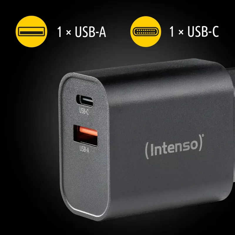 Toiteadapter Intenso W30AC 30W USB-A USB-C Must