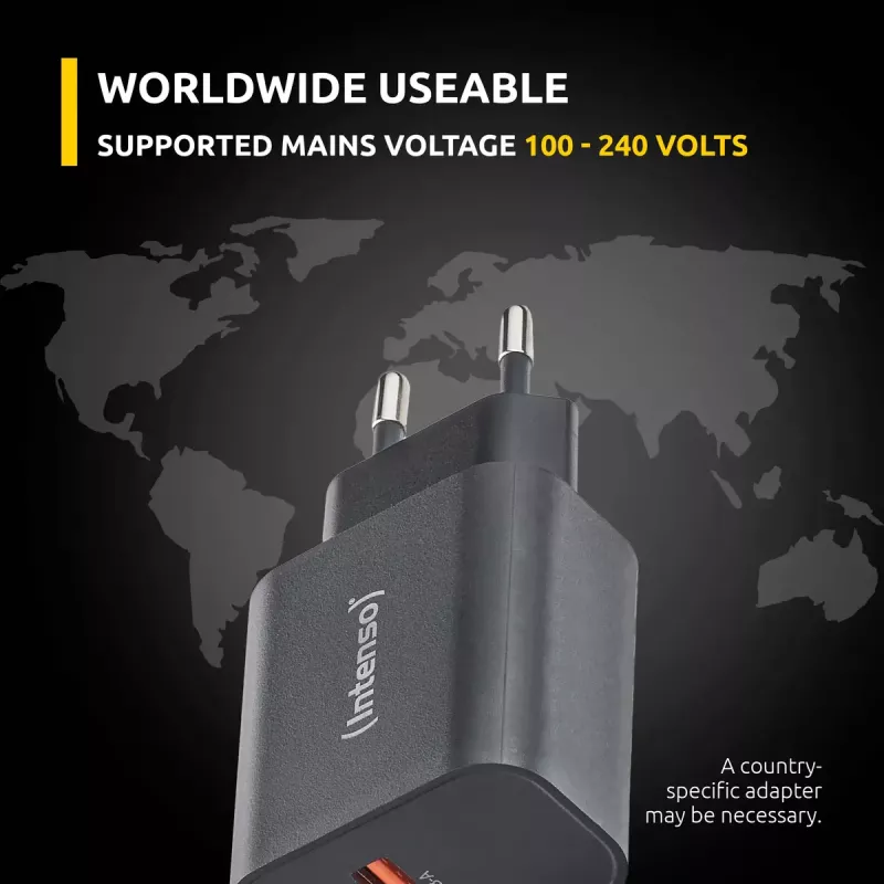 Toiteadapter Intenso W30AC 30W USB-A USB-C Must