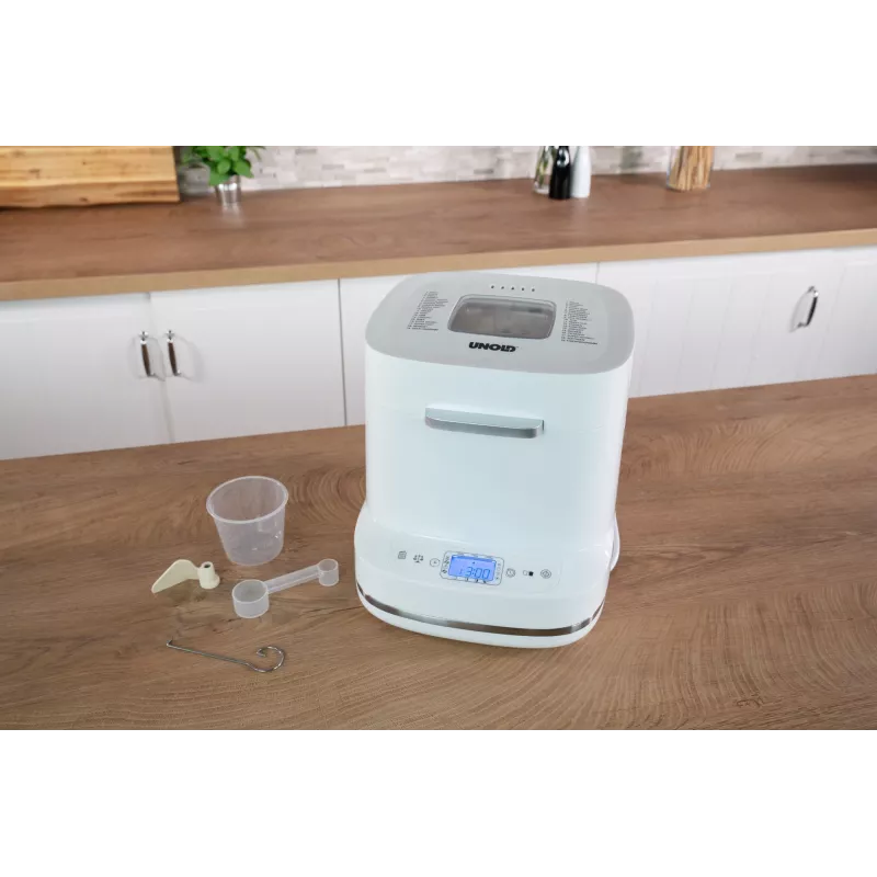 Leivaküpsetaja Unold Esge Backmeister Bernd 68120 — 550 W, max päts 1 kg, valge, plastkorpus