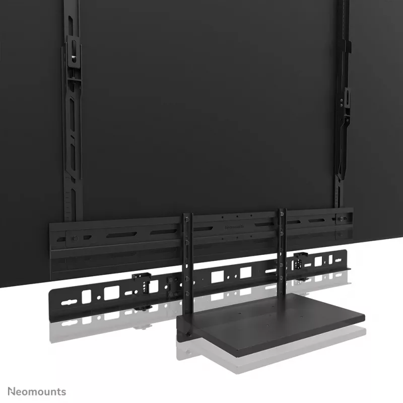 Videobaari ja sülearvutiriiuli komplekt Neomounts AV60-500BL 43–110-tollistele ekraanidele, VESA kuni 600x400, maks. kandevõime 8 kg, laius 900 mm