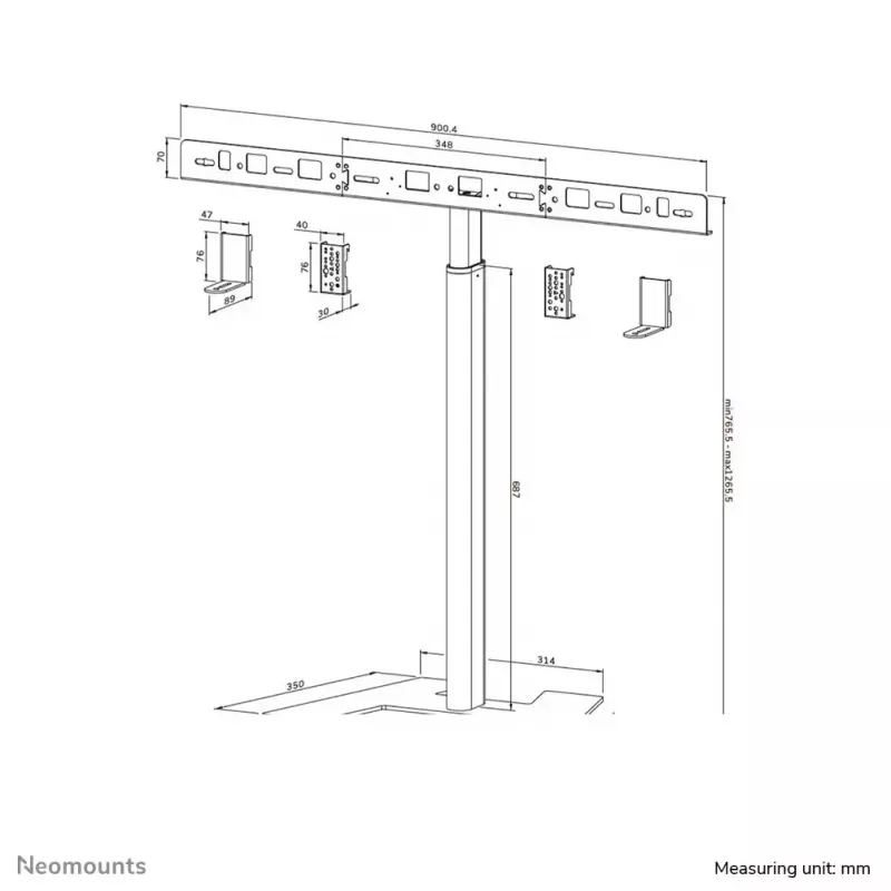Neomounts AV80-500BL Videobari põrandaalus - VESA - max 10 kg - universaalne