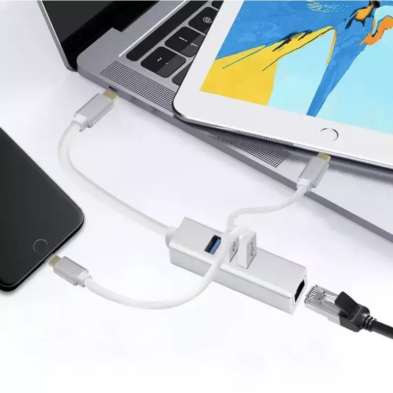 USB-jaotur Helos 288390 USB-C 5000 Mbit/s Hõbedane