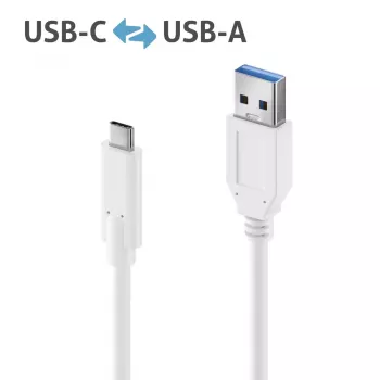 USB-kaabel PureLink IS2610-010 USB 3.2 Gen 2 1m USB C USB A Valge