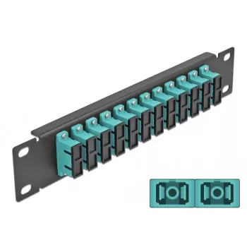 Fiiberoptiline patch-paneel DeLOCK 10 tolli 12 porti SC Duplex akvaamust 1U must