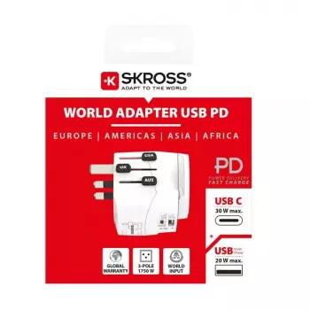 Toiteadapter Skross 61663 Universaalne Valge 100-250V 2.4A USB