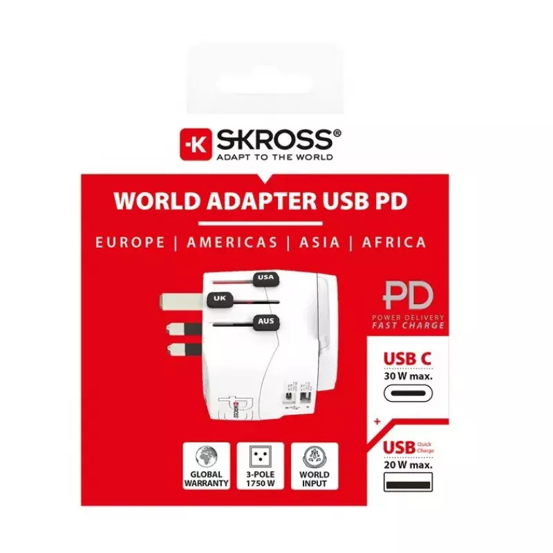 Toiteadapter Skross 61663 Universaalne Valge 100-250V 2.4A USB