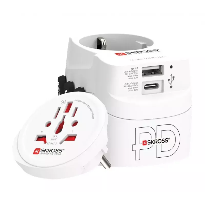 Toiteadapter Skross 61663 Universaalne Valge 100-250V 2.4A USB