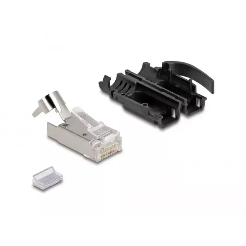 DeLOCK RJ45 moodulpistik Cat.6A 25 tk komplekt tõmbetõkestusega, töökindel paindekaitse