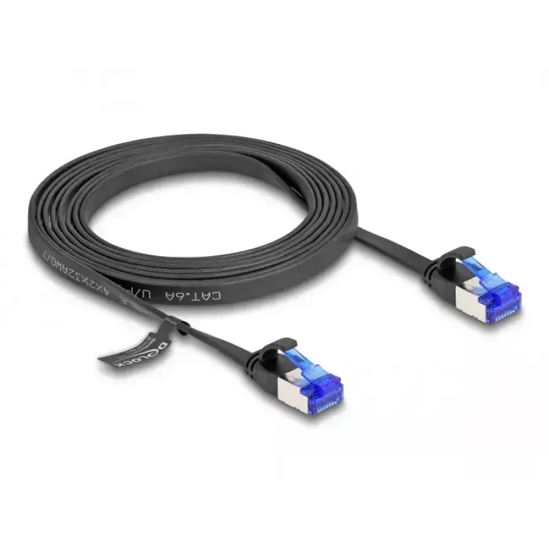 Võrgukaabel DeLOCK RJ45 lame patch-kaabel pistik pistikusse Cat.6A 2 m must