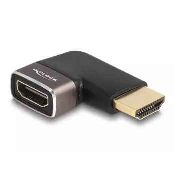 DELOCK HDMI adapter isane - emane 90° vasakule nurga all 8K 60 Hz hall metallist