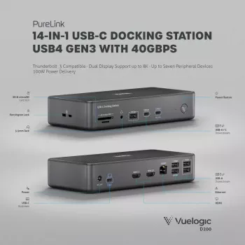 Sülearvuti dokkimisjaam PureLink VL-D200 juhtmega ühenduvusega Hall USB Power Delivery HDMI 2.0