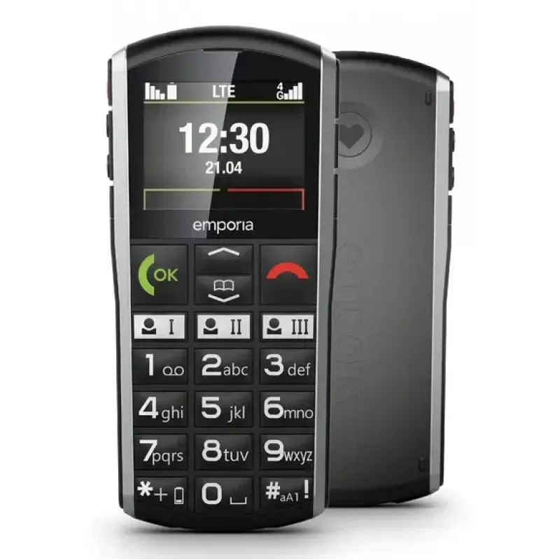 Smartphone Emporia SIMPLICITY-LTE 5.08 cm (2 tolli) 1200 mAh Must, Hõbedane
