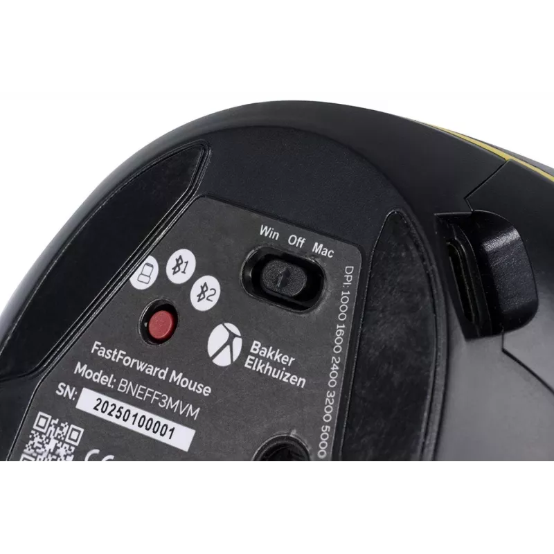 BakkerElkhuizen FastForward hiir, paremakäeline, vertikaalse disainiga, optiline, RF-juhtmevaba + Bluetooth + USB Type-C, 500 DPI, hall