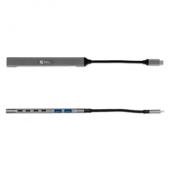 USB-C Hub 7-in-1 BakkerElkhuizen BNECHUB3A4C — 7 porti (USB 3.2 Gen1 A, USB 3.2 Gen1 C, USB 2.0), alumiiniumkorpus, hall/must