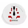 Reisiadapteri pistik SKROSS World to Europe — universaalne sisend Euroopa pistikupessa, valge, 64×58×47 mm
