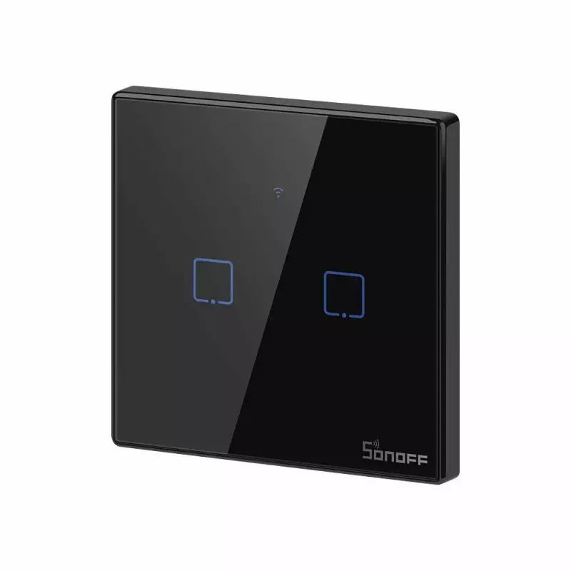 Puutelüliti Sonoff T3 EU TX WiFi RF 433 2-kanaliline — seinale paigaldatav nutilüliti, EL-i puutepaneel
