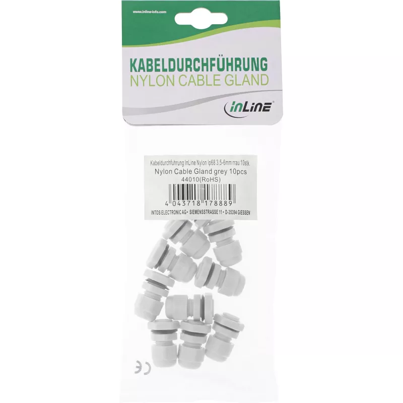 Kaablitihend InLine 6–12 mm nailon IP68 hall, pakis 10 tk, välisläbimõõt 12 mm