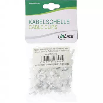 InLine 100 tk ruudukujuline kaabliklamber 10 mm valge