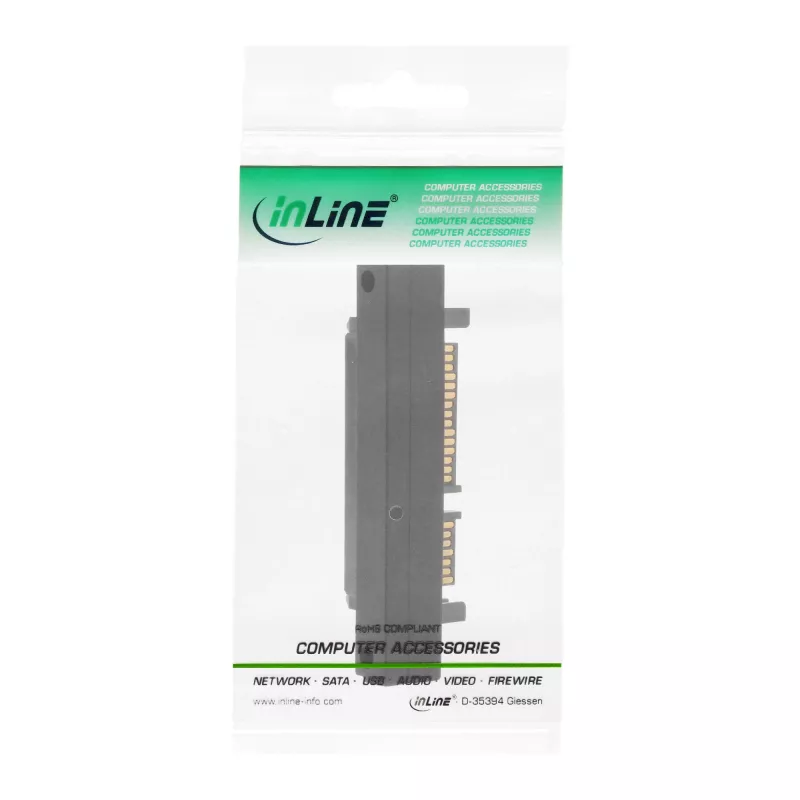 InLine SATA adapter, M/F, 22pin (15+7) allapoole nurga all