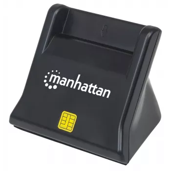 Manhattan USB-A Smart/SIM-kaardilugeja, 480 Mbps (USB 2.0), laual seisev, hõõrdetüüpi ühilduv, Hi-Speed USB, kaabel 86 cm, must, kolmeaastane garantii