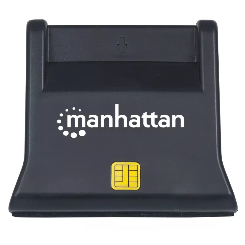 Manhattan USB-A Smart/SIM-kaardilugeja, 480 Mbps (USB 2.0), laual seisev, hõõrdetüüpi ühilduv, Hi-Speed USB, kaabel 86 cm, must, kolmeaastane garantii
