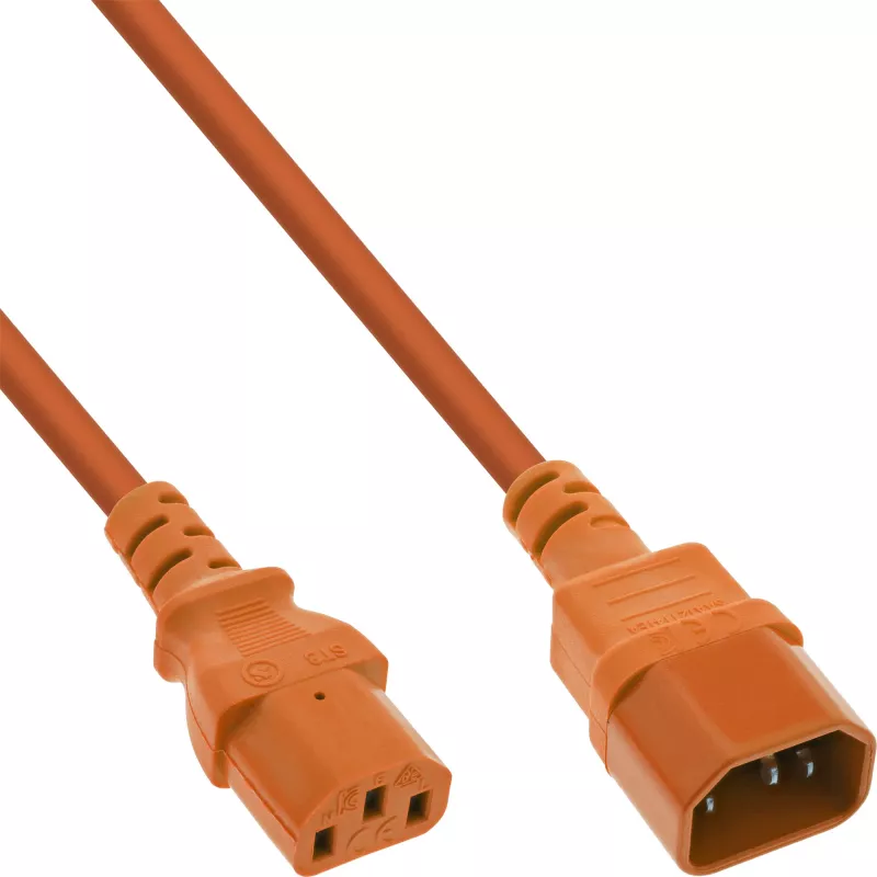 InLine külmaseadme pikendus, C13 / C14, oranž, 0,75 m