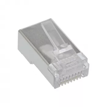 Pistik 8P8C RJ45 isane varjestatud ümmarguste kaablite jaoks, InLine, 10 tk pakend, hõbedane