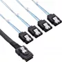 InLine SAS-kaabel, Mini SAS SFF8087 kuni 4x SATA, Crossover, OCF, 0,75 m